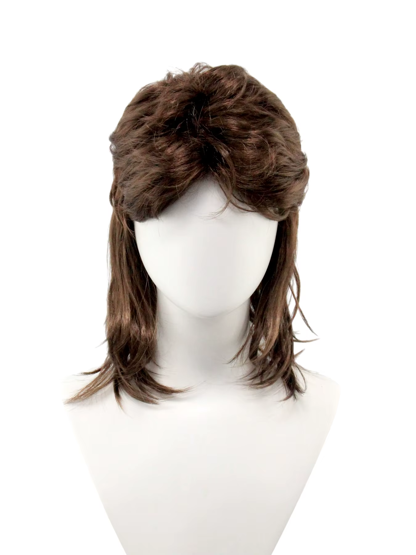 Perruque Mullet pour homme, cheveux synthétiques rétro marron années 70-80, perruque complète nature