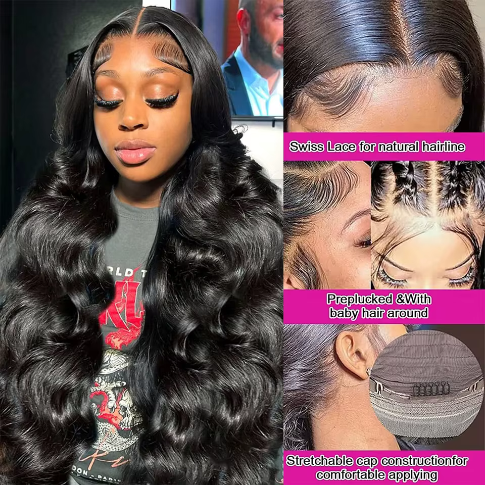 Perruque Lace Front Wig Body Wave Naturelle, Cheveux Humains, 4x4, 13x4, 13x6, HD, 14-34 Pouces, Pre