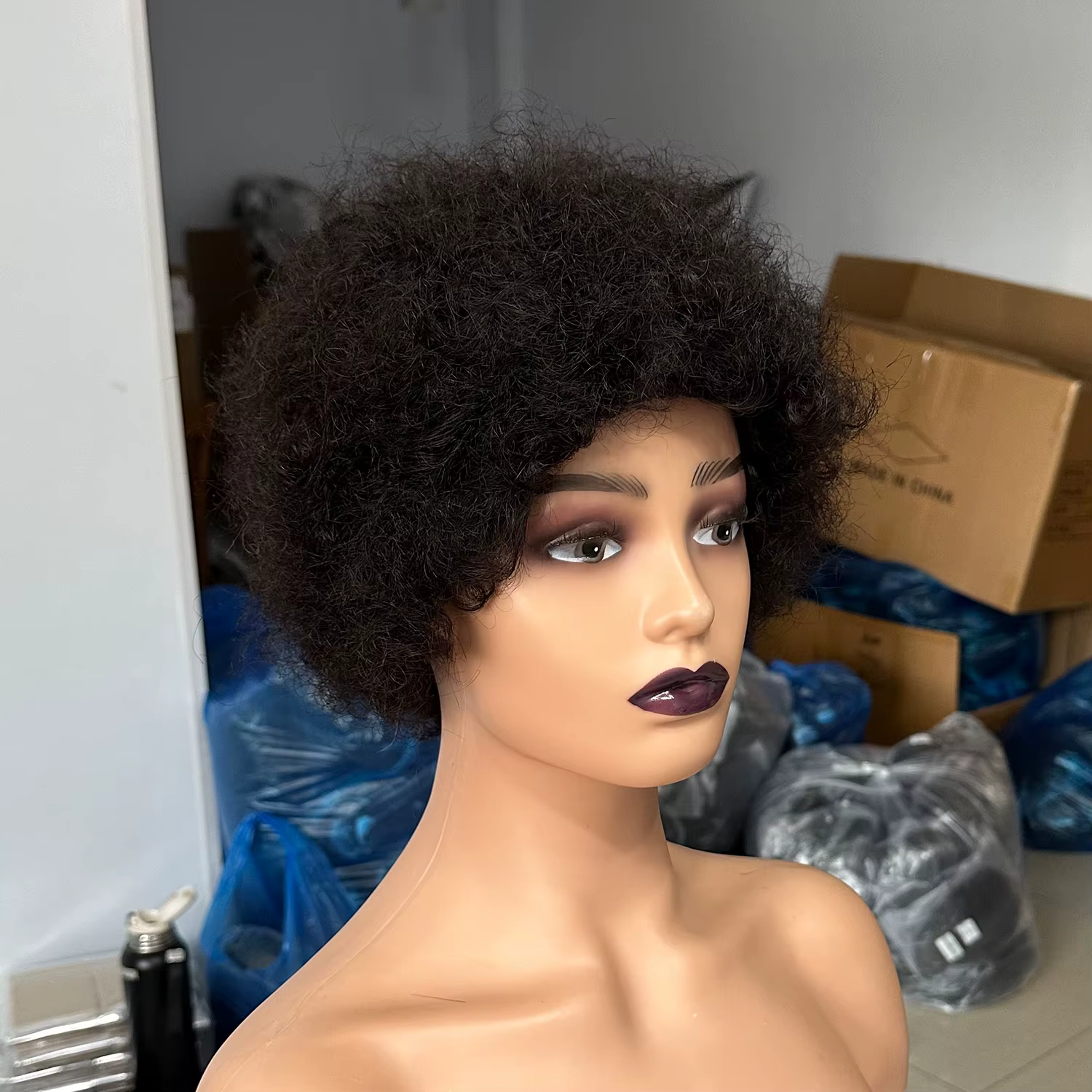 Perruques de cheveux humains bouclés afro crépus pour femmes noires, cheveux brésiliens naturels, pe