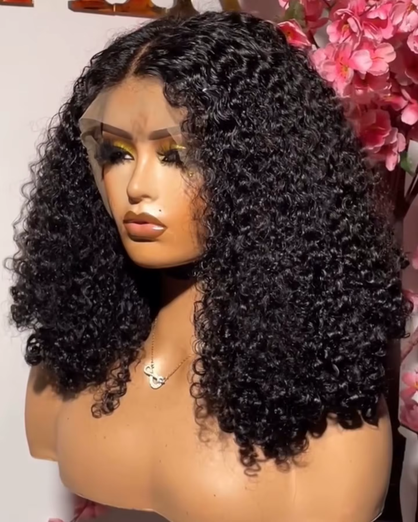 Perruque synthétique courte bouclée caution Bob Cut pour femme, délié pré-plumé, devant en dentelle,