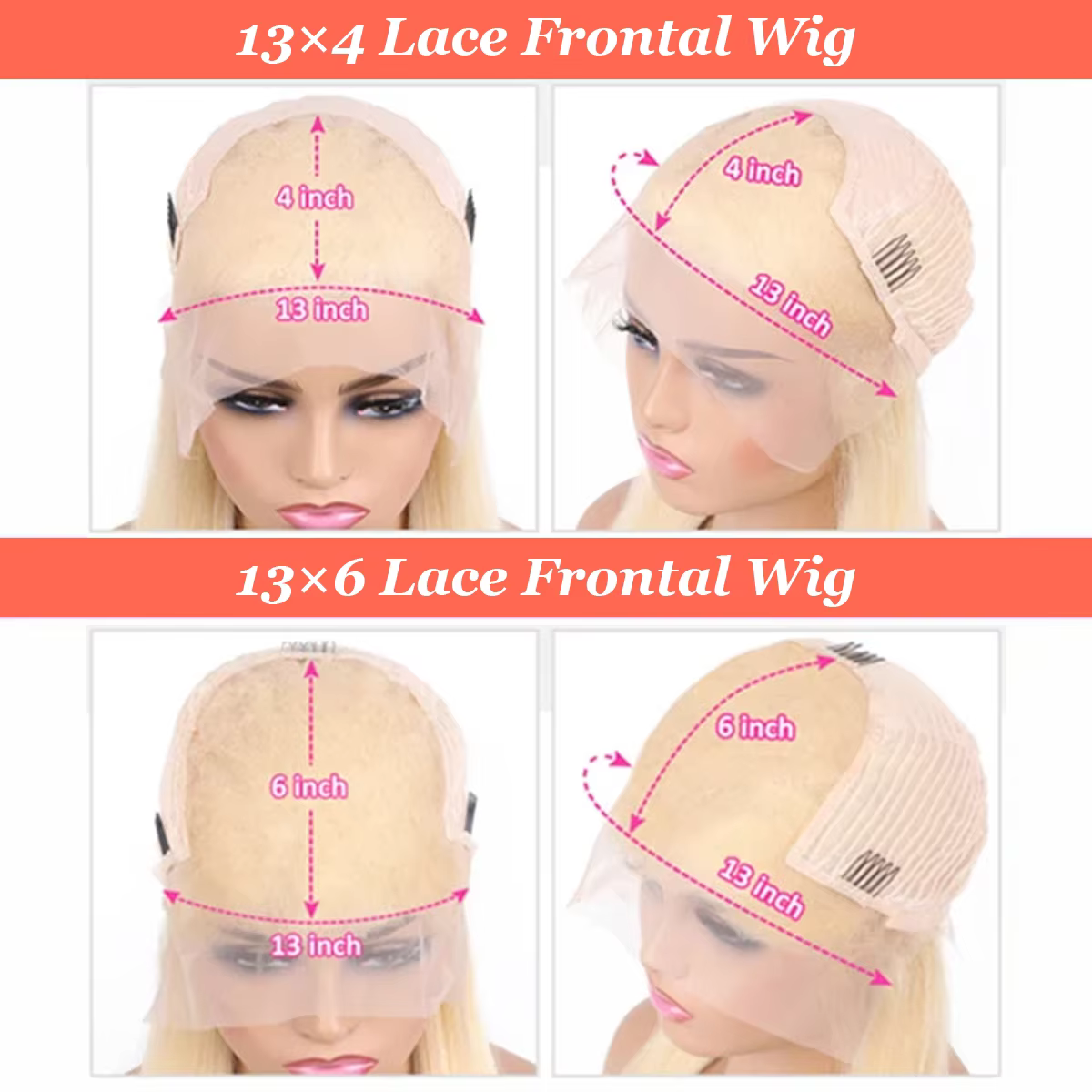 36 pouces # 613 miel blond 220% densité vague de corps 13x4 13x6 HD Transparent dentelle frontale pe