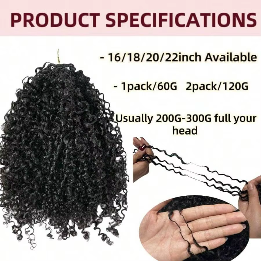Tresses Bohèmes Bouclées au Crochet Cheveux Humains Sans Nœuds 300g Pré-Séparées Plumes au Crochet C