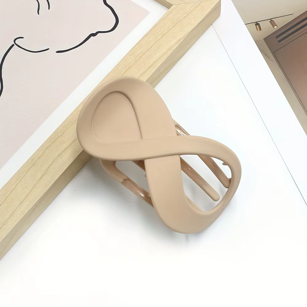 Pince à cheveux tendance en acrylique mat - Grande pince à cheveux en plastique de couleur unie neut