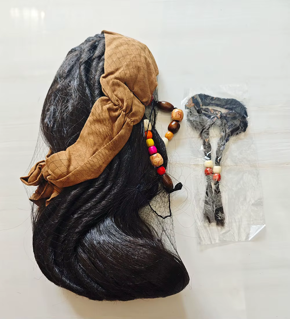 Perruque de Pirates des Caraïbes, Accessoires de Costume de Capitaine, Ensembles de Barbes pour ix, 