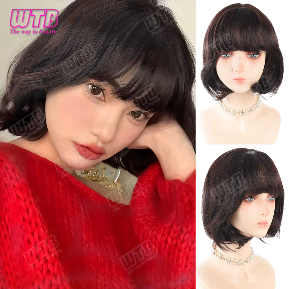 WTB Perruque synthétique Lolita dégradée avec frange droite, adaptée aux femmes et aux filles, pour 