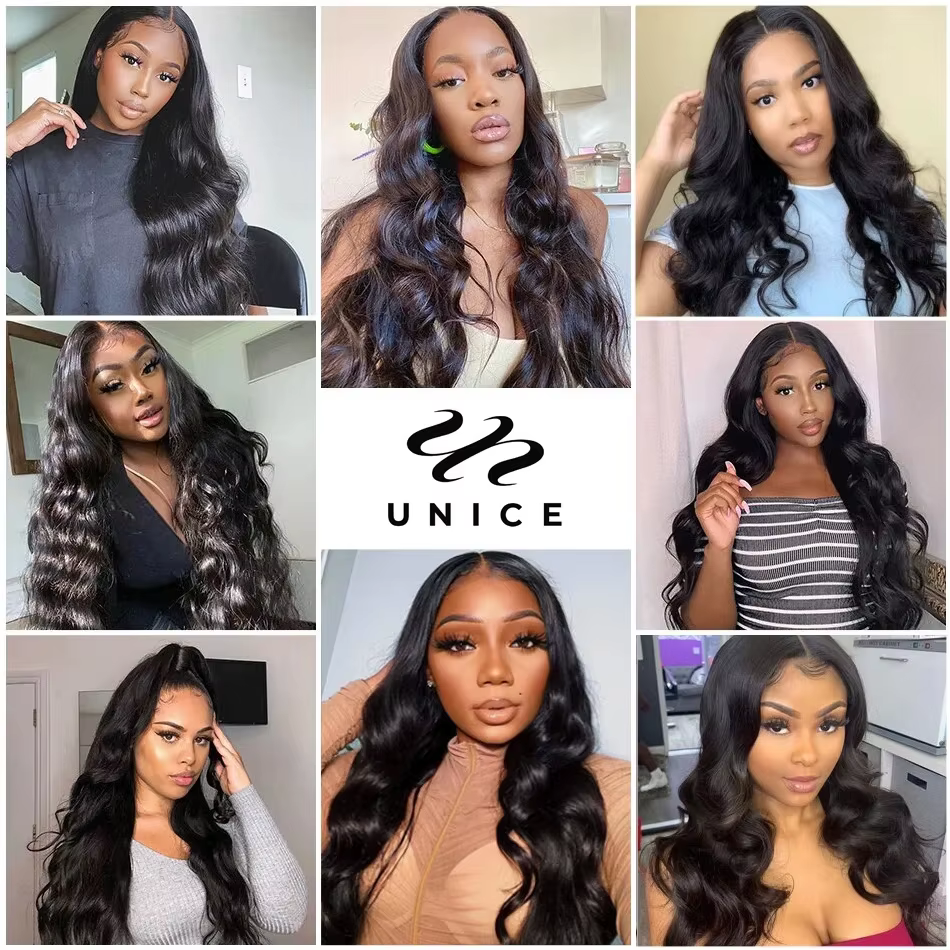 Mèches 100% naturelles Body Wave-UNice Hair, cheveux humains, avec closure, 4x4 pouces, document nat