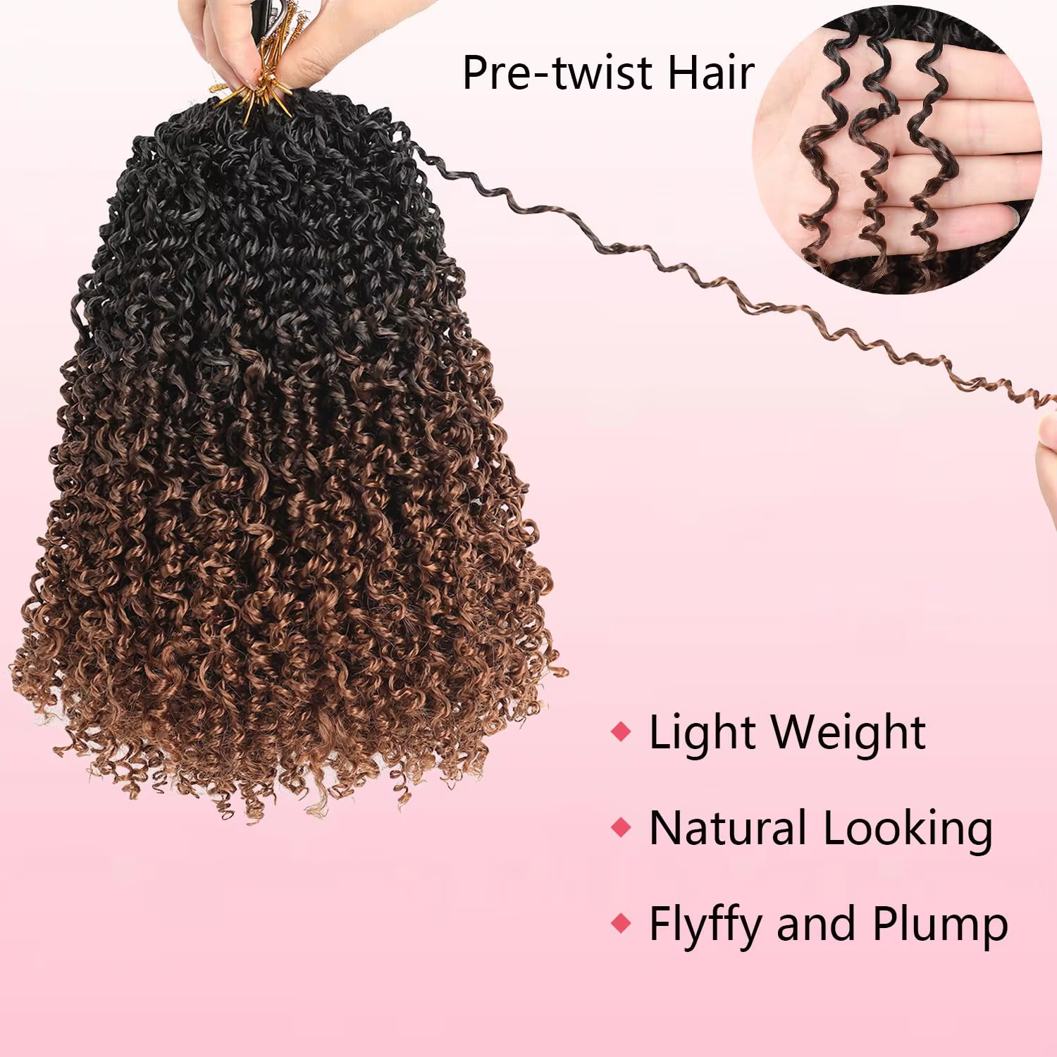 Extensions de cheveux au crochet Yanky Twist | 8" 10" 12" 14" de longueurs | 7 pièces/paquet |