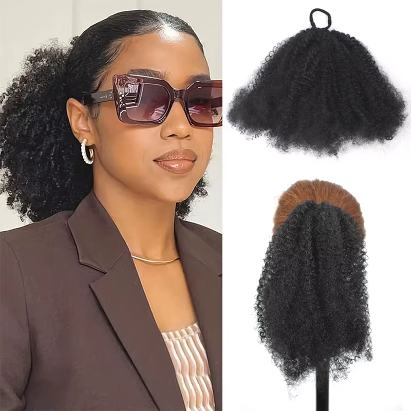 LUPU Kinky Curly Ponytail Clip - en postiche Transformez votre look en quelques secondes Boucles reb
