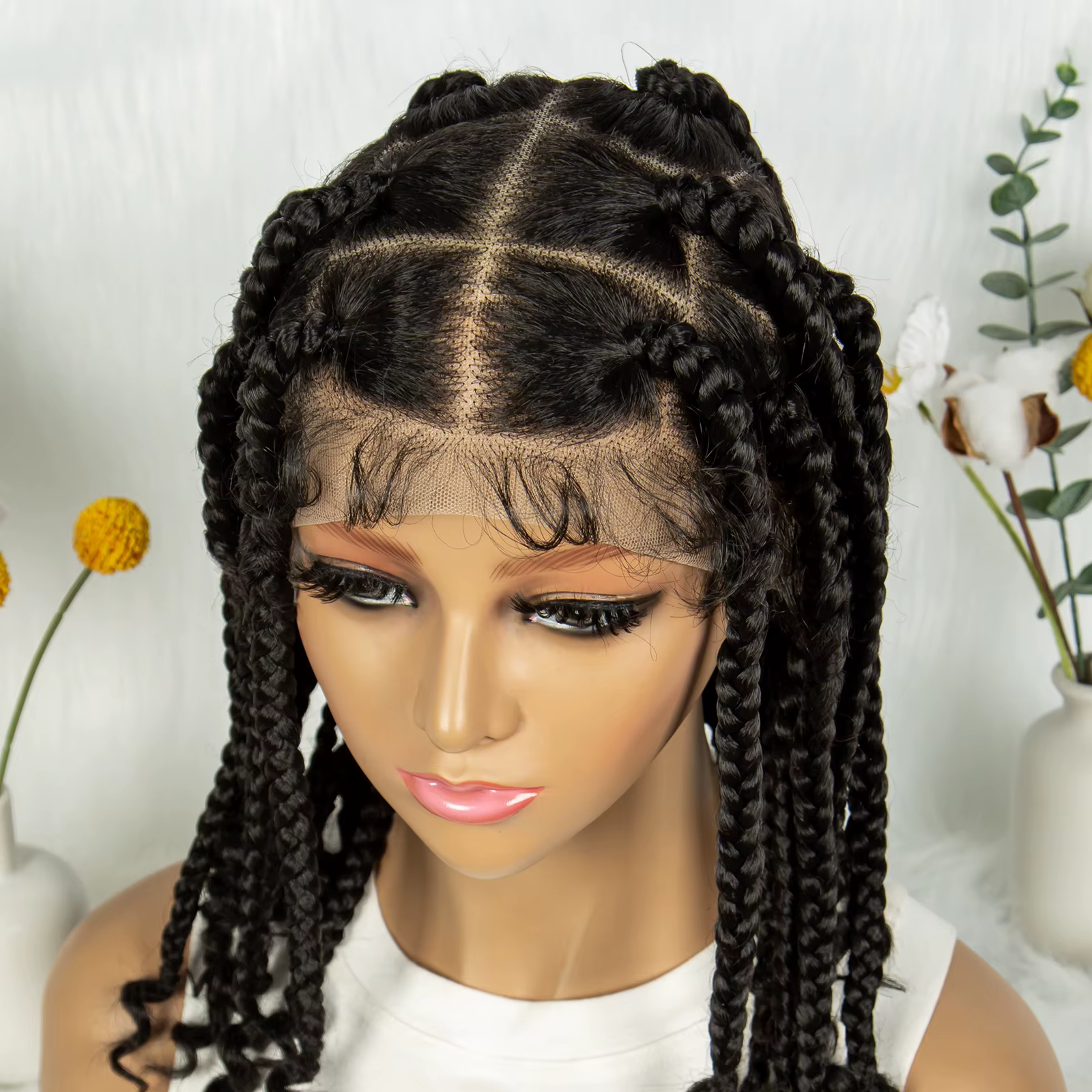 KIMA – perruques tressées synthétiques courtes, boîte carrée tressée HD, perruques Full Lace de 14 p
