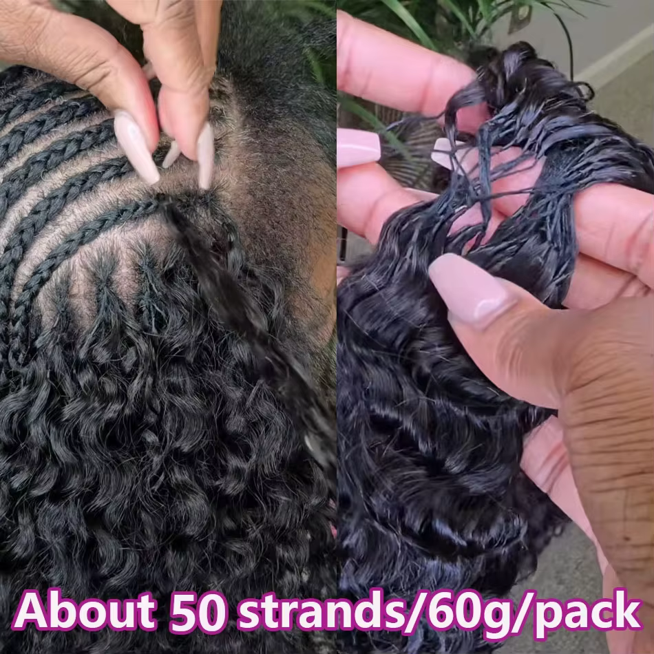 Extensions de cheveux humains bouclés au crochet, pré-séparées, sans nœuds, pour tresses, pour femme