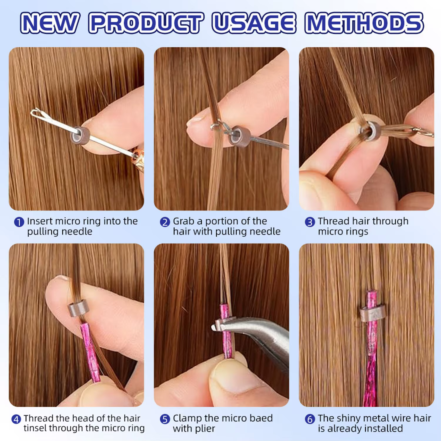 Extensions capillaires synthétiques I Tip Tinsel, 50 pièces, postiches féeriques à paillettes, acces