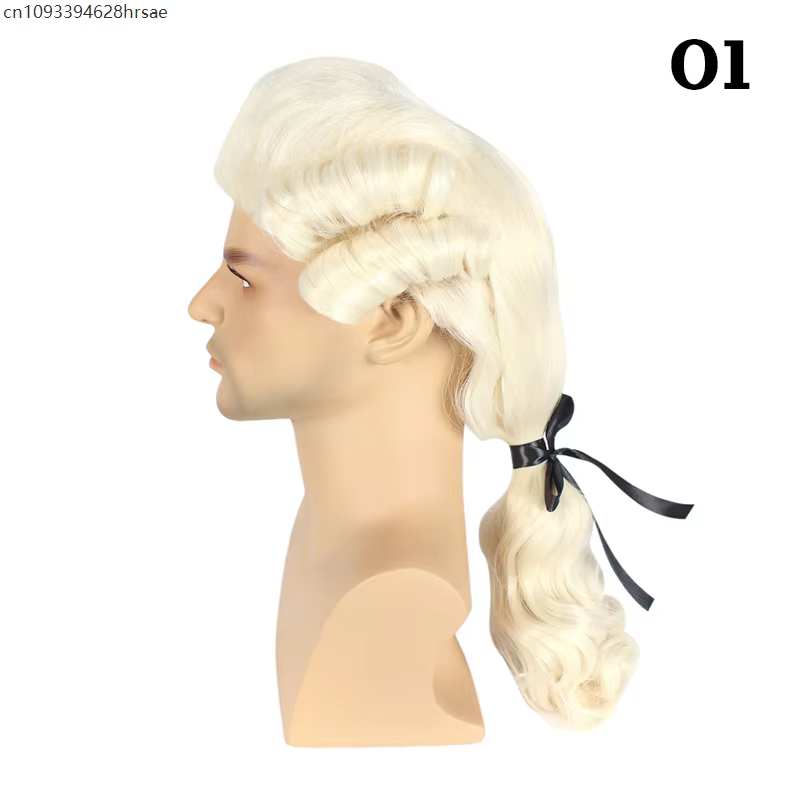 Perruque bouclée de Cosplay baroque pour avocat, perruque de luxe pour hommes, perruque synthétique
