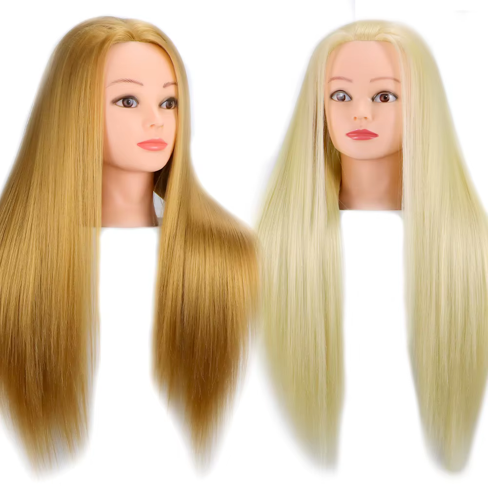 Tête de Mannequin 100% cheveux synthétiques, tête de formation pour coiffeur avec trépied, tête de p