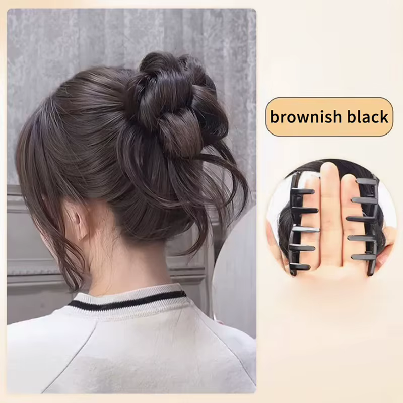 Nouveau Chignon Synthétique Effet Coiffure Désordonnée avec Pince à Cheveux, Postiche Bouclé et Volu