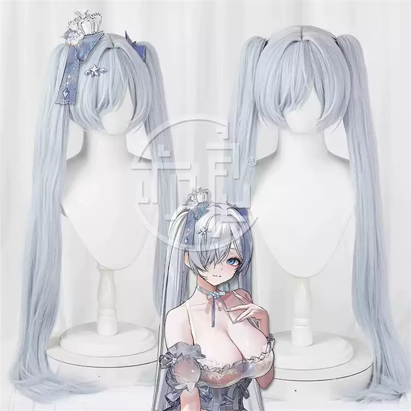Déesse de la victoire: Nikke cendrillon verre princesse Cosplay perruque gris Double queue de cheval
