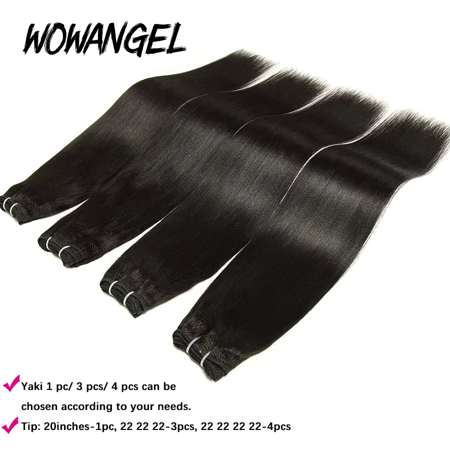 WOWANGEL lumière Yaki droite paquets de cheveux humains rebondissant moelleux crépus droite vierge E
