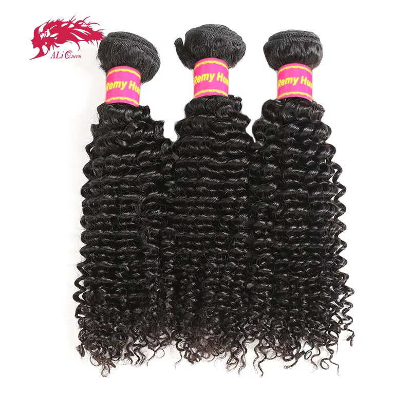 Ali Queen cheveux crépus bouclés cheveux humains paquets 3/4 pièces brésilien 10 "- 30" couleur natu