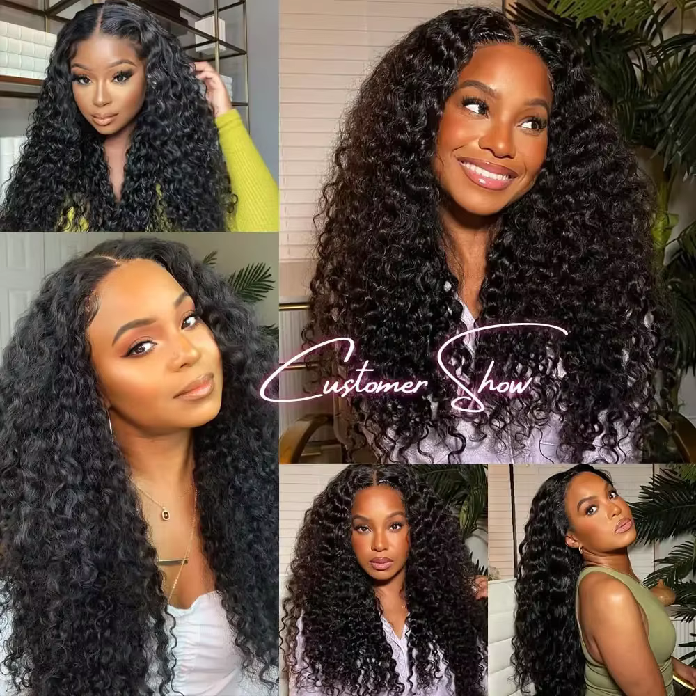 Extensions de cheveux brésiliens Remy, ondulés profonds, couleur naturelle, 38-40 pouces, non traité