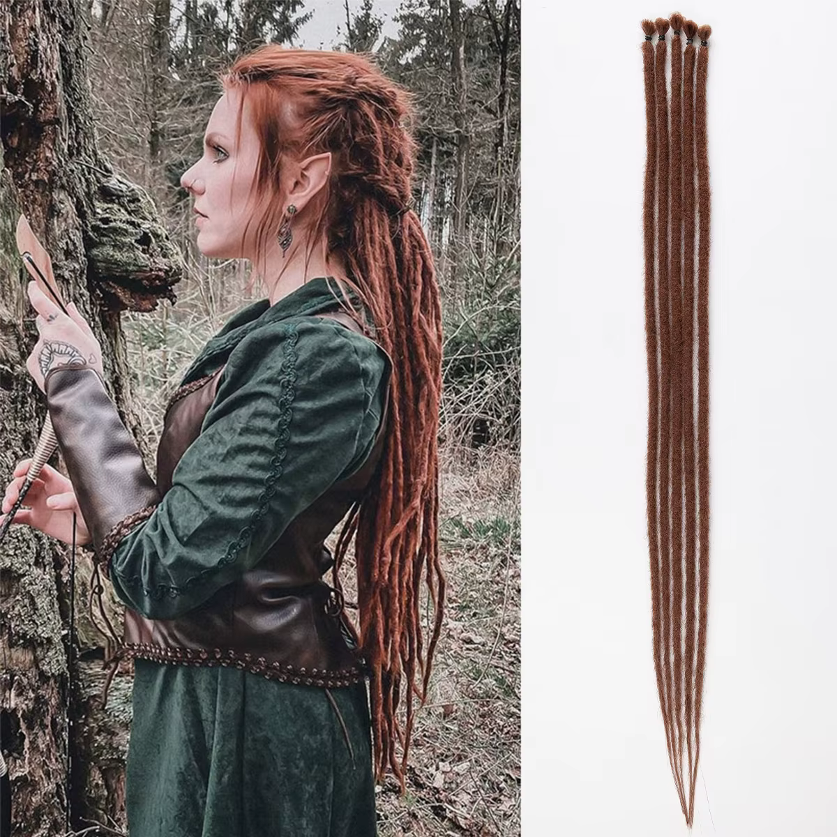 Extensions de Dreadlock synthétiques de 24 pouces, 5 brins, Hippie, couleur ombrée, 0.6 cm de largeu