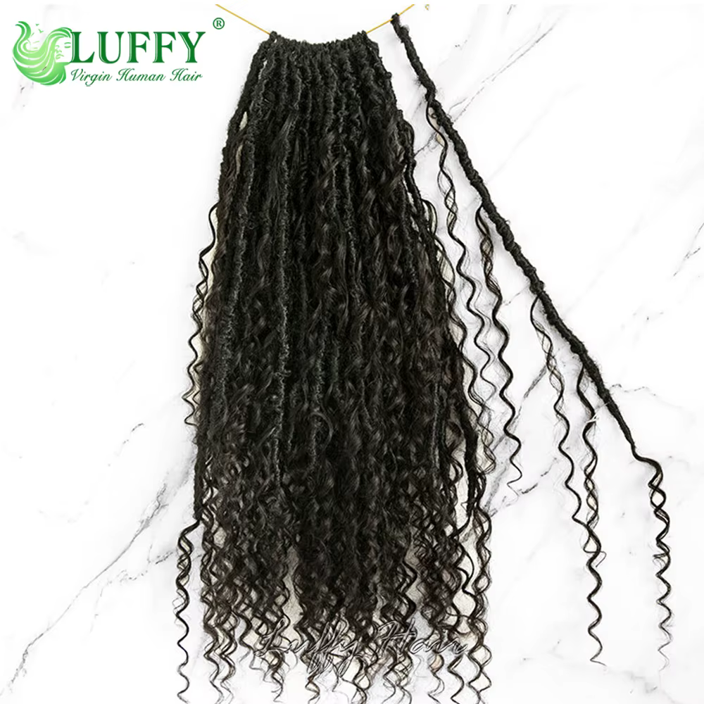 Dreadlocks de cheveux humains pré-bouclés au crochet Boho Locs, extensions de tressage de cheveux, e