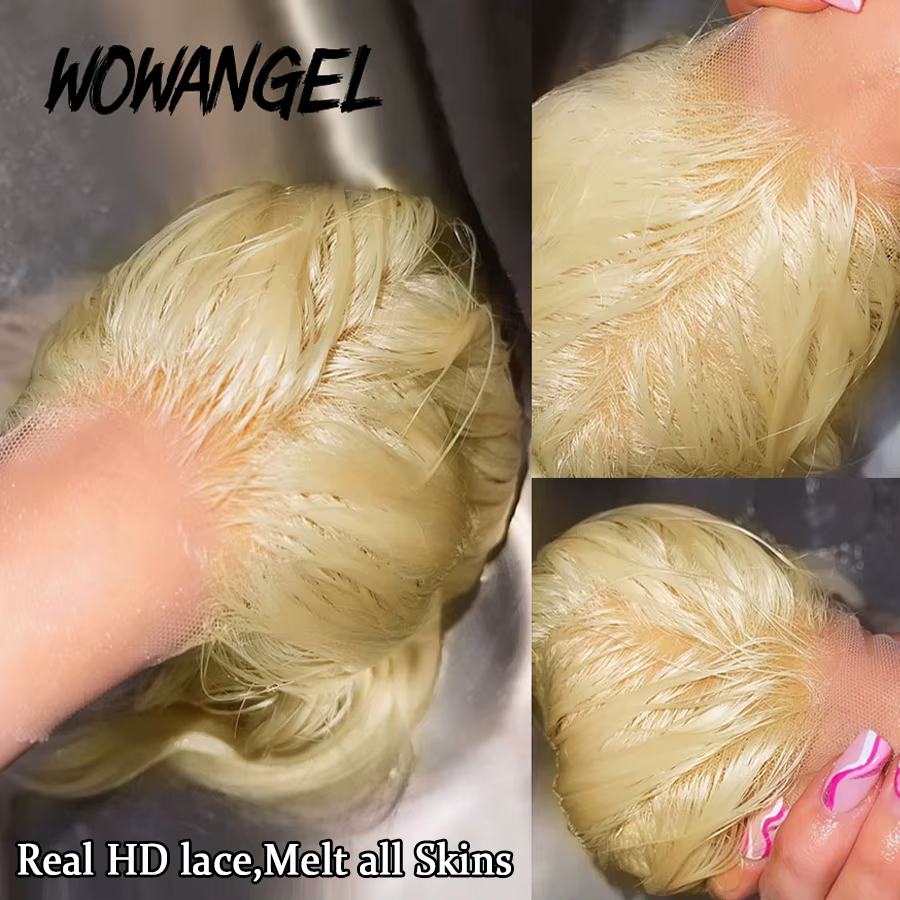 Perruque en dentelle transparente HD, cheveux blonds 613, dentelle ultra fine, fermeture uniquement 