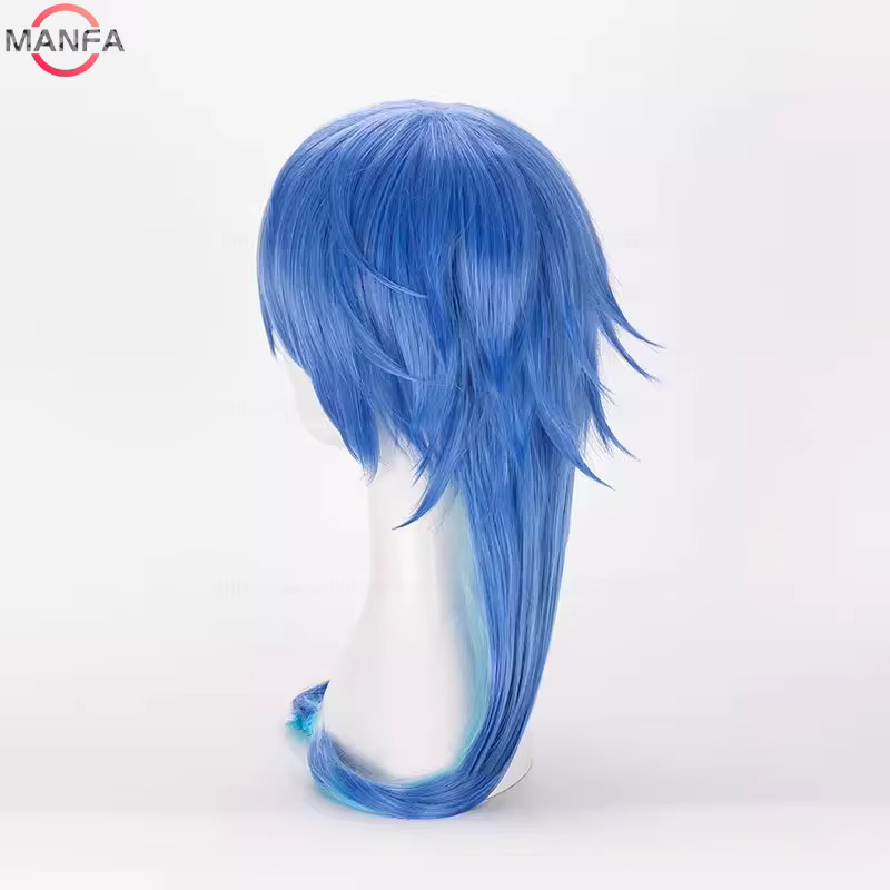 Dramatical Murder DMMD Seragaki Aoba Cosplay Perruque, Cheveux Synthétiques, Bonnet, Bleu Dégradé, D