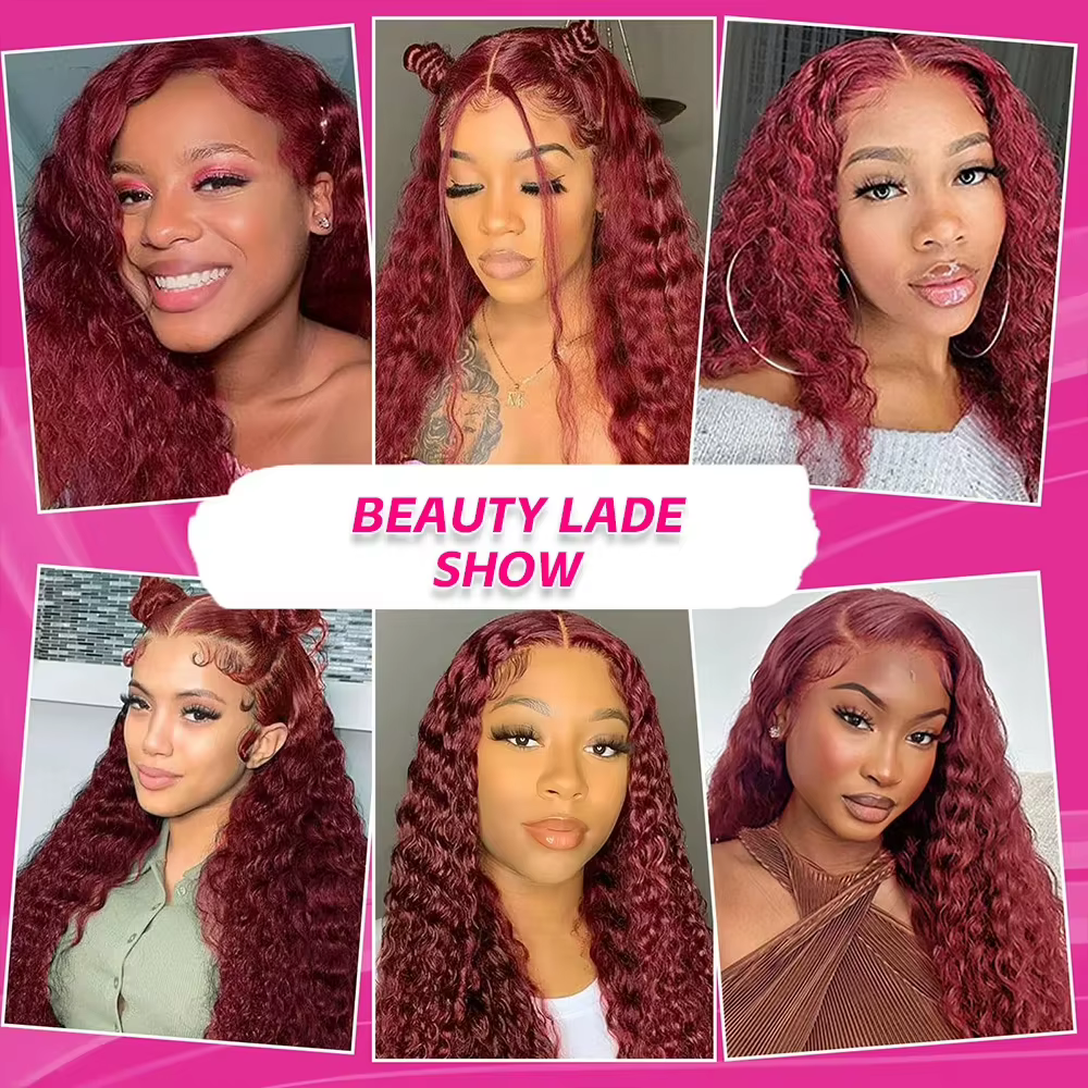 13x6 99j bordeaux dentelle avant perruques cheveux humains vague profonde 250 densité Transparent fr