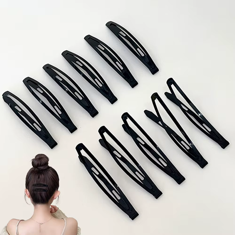 12 pinces à cheveux en métal noir de grande taille, 2,36 pouces de long, pinces à cheveux antidérapa