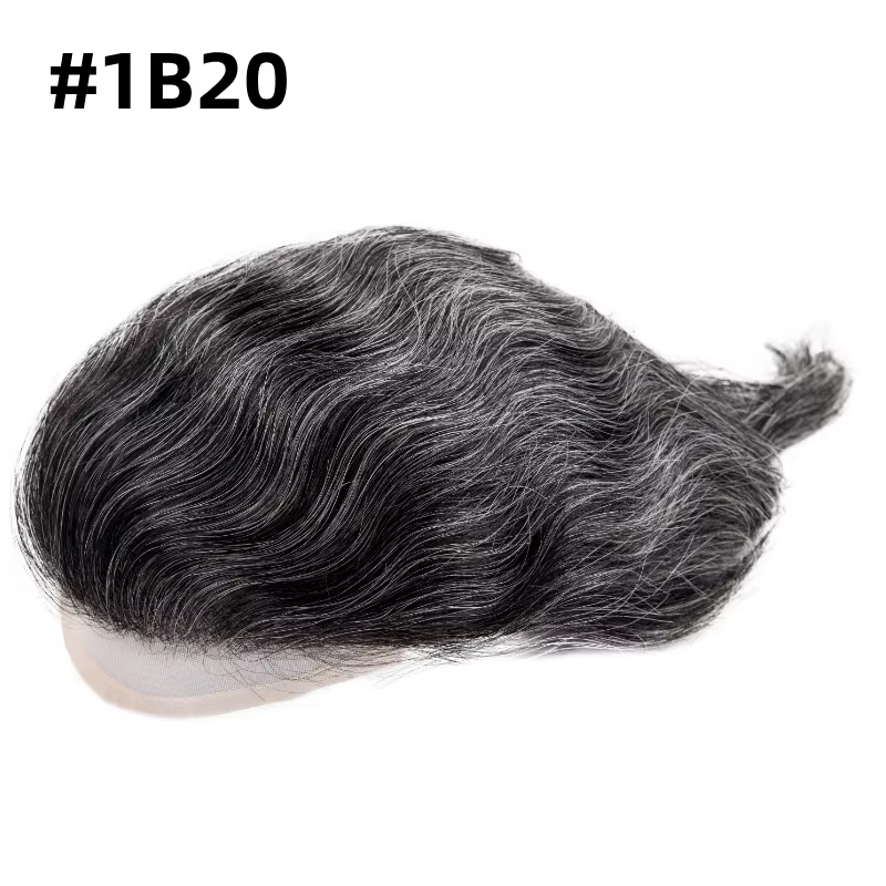 Perruque Lace Front Wig haline naturelle pour hommes, avec Mono Top, 6 pouces, prothèse capillaire D