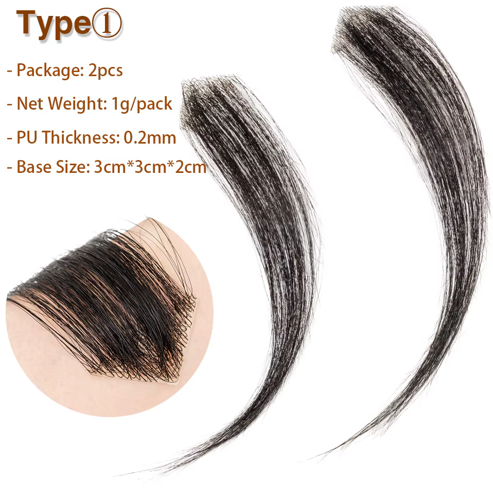 TESS 6 pouces hommes toupet délié avant cheveux humains cheveux naturels mâle PU postiche 2 pièces P