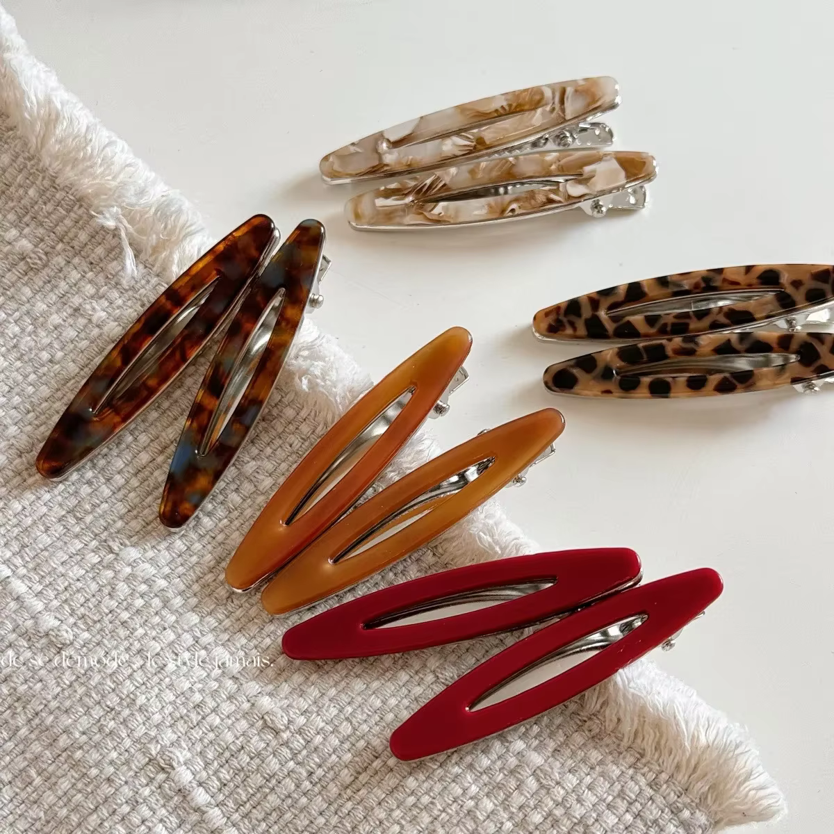 Pinces à cheveux en acétate, Barrettes géométriques ovales creuses, épingles latérales, épingle à ch