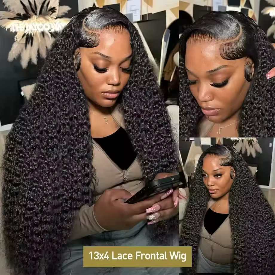 Haute densité 250% 40 46 pouces vague profonde 13x4 13x6 HD dentelle avant perruque de cheveux humai