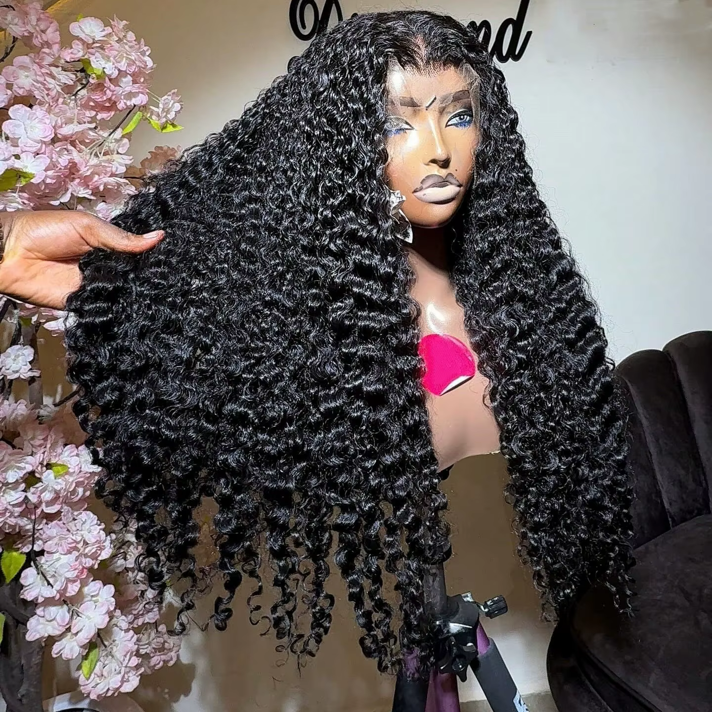 Perruque de cheveux humains bouclés birmans 40-42 pouces, avec dentelle frontale HD 13x6, boucles Pi