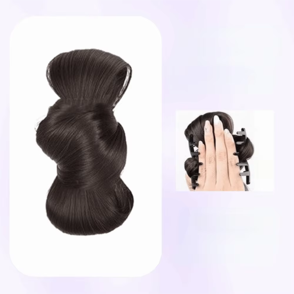 Chignon synthétique élégant à clipser, aspect naturel, texture volumineuse, extension de cheveux pou