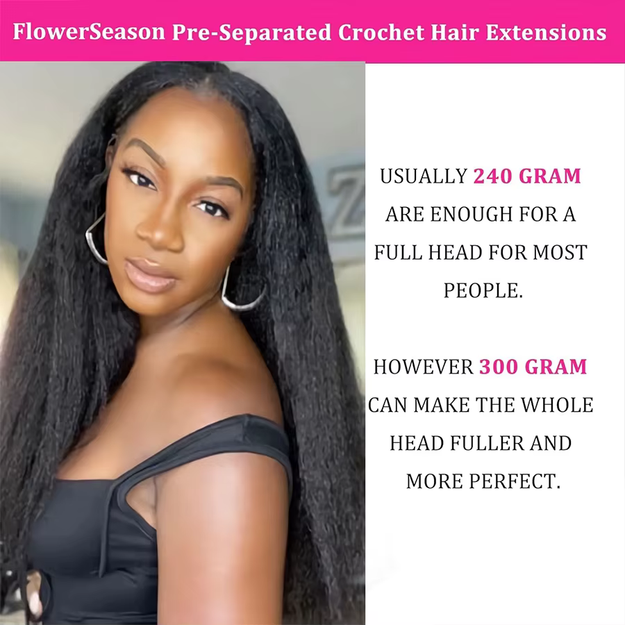 Extensions de cheveux humains au crochet Kinky Straight, pré-séparées, sans nœuds, en lots, effet pl