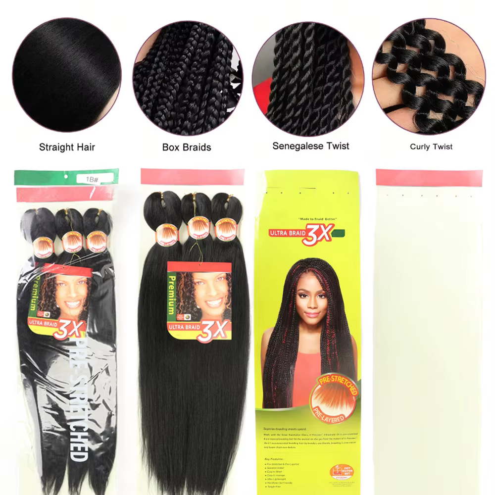 Tressage cheveux pré-étiré 26 pouces 3 paquets Yaki tressage cheveux pour tresses réglage de l'eau c