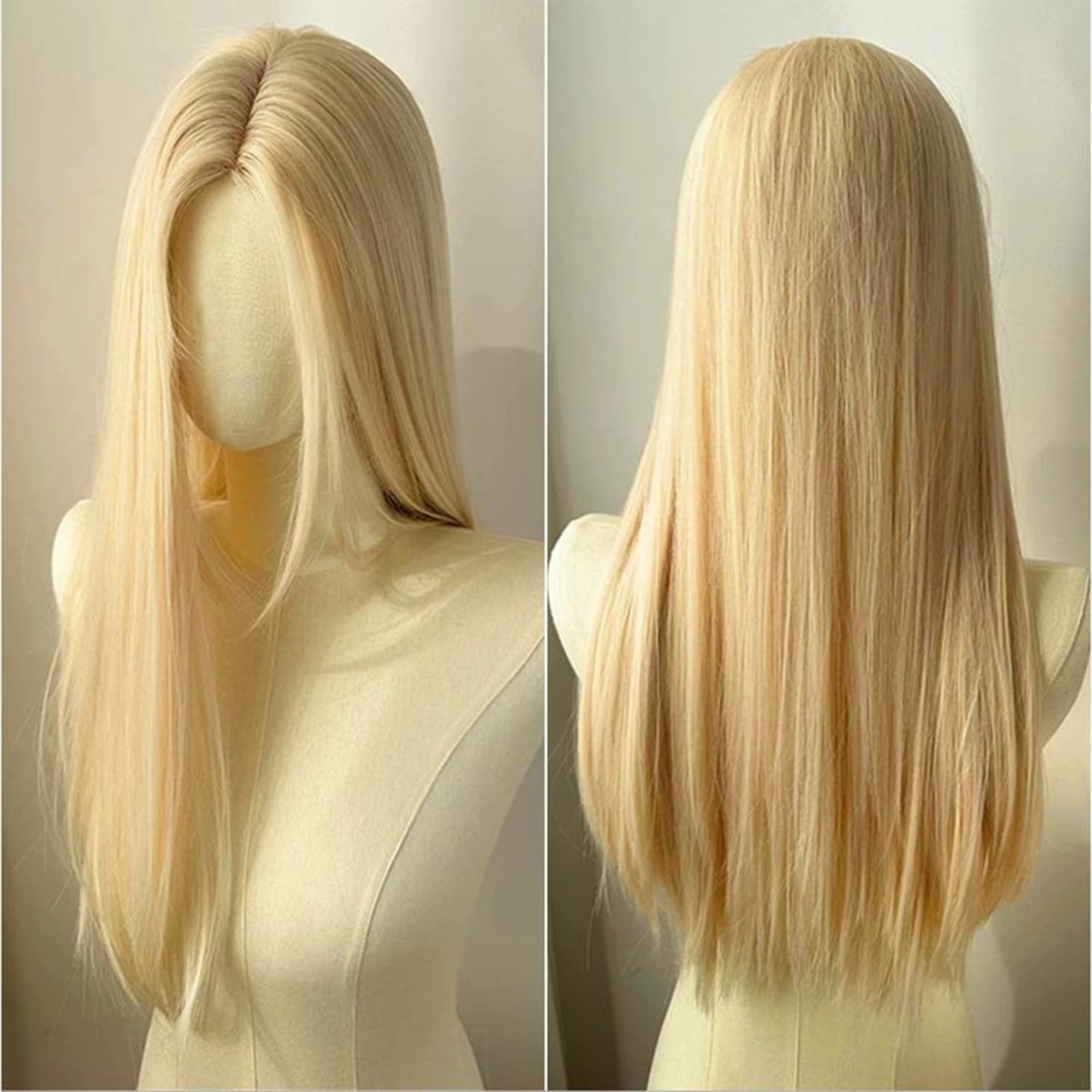 Perruque blonde claire de 28 pouces, perruques synthétiques longues et droites, fibres haute tempéra