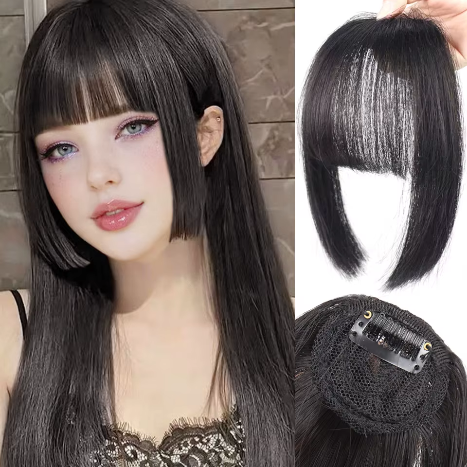 Extensions capillaires synthétiques à clipser, postiches épaisses pour femmes, fausse frange quotidi