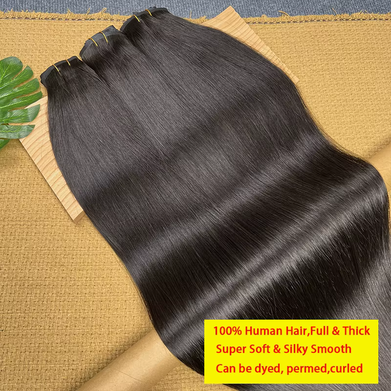 15A pince sans couture Ins cheveux humains raides 100% Extensions de cheveux humains non transformés