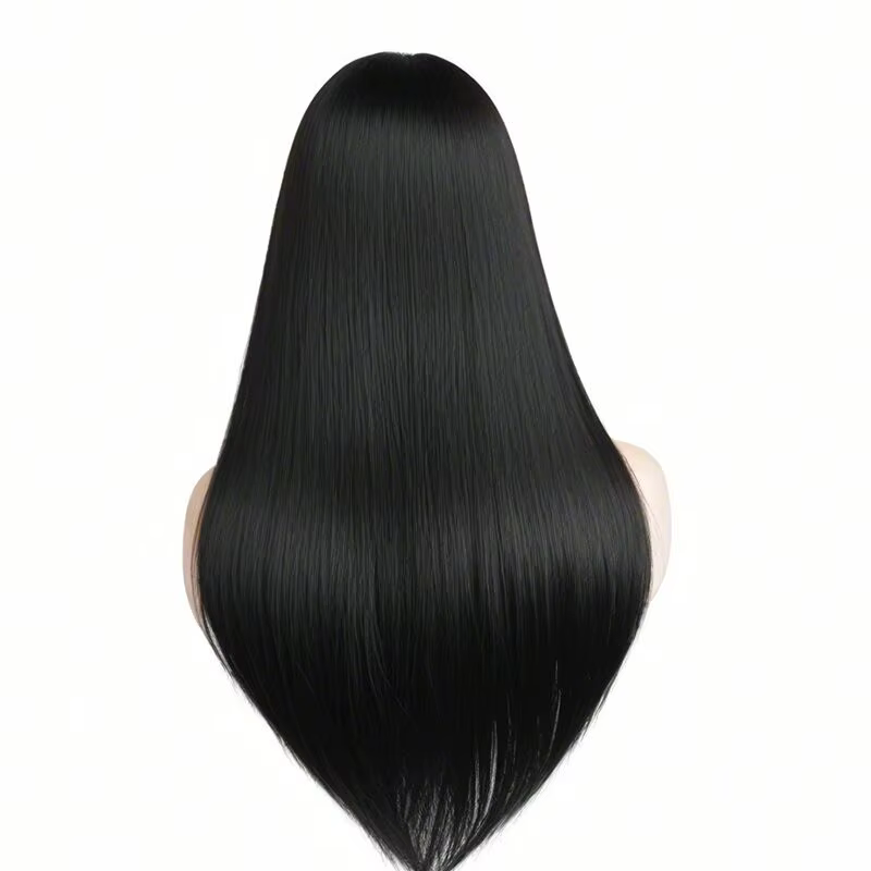 Perruque longue et droite élégante pour femme – Cheveux synthétiques résistants à la chaleur pour co