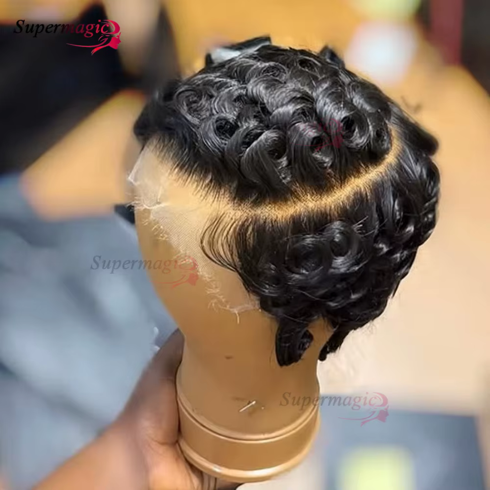 Perruques Chioma Pixie Curls 13x4 Lace Front sans colle, coupe pixie courte, perruque bob en cheveux