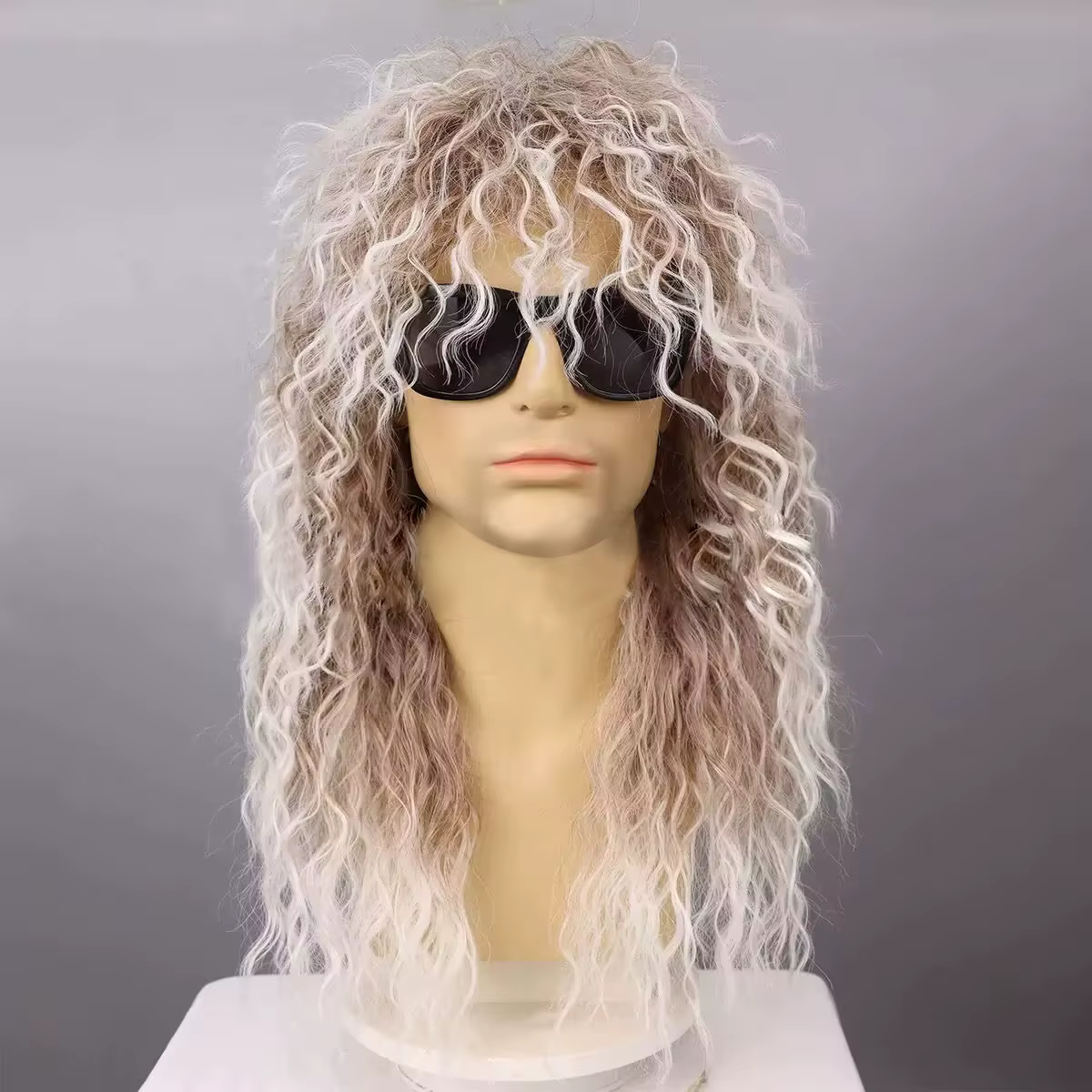 Perruque synthétique afro bouclée de ton marron rock classique, spéciale pour les fêtes sur le thème