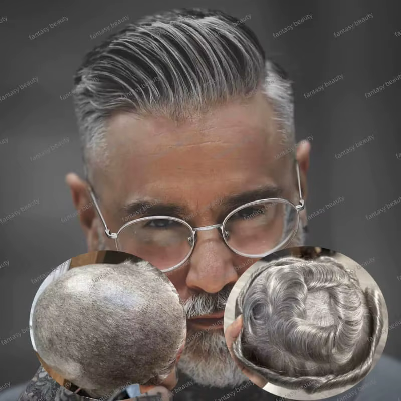 100% européenne prothèse de cheveux humains homme perruque super épaisseur peau 0.04mm pu hommes tou