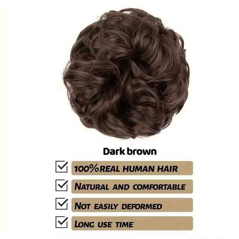 2 pièces femmes réel cheveux humains Chignon Chignon pièces de cheveux naturel bouclés moelleux beig