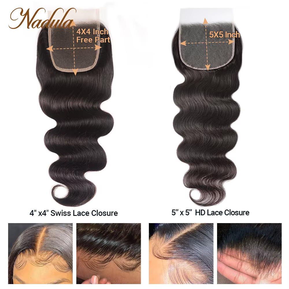 Tissage en lot Body Wave brésilien avec Closure – Nadula Hair, 4x4, Hd