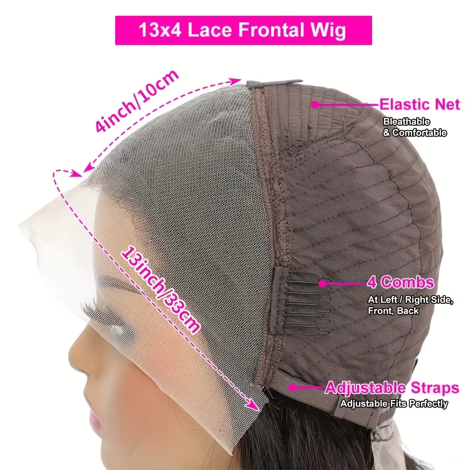 Perruque en cheveux humains brun chocolat, lisse, avec dentelle frontale 13x4 HD, sans colle, pour f