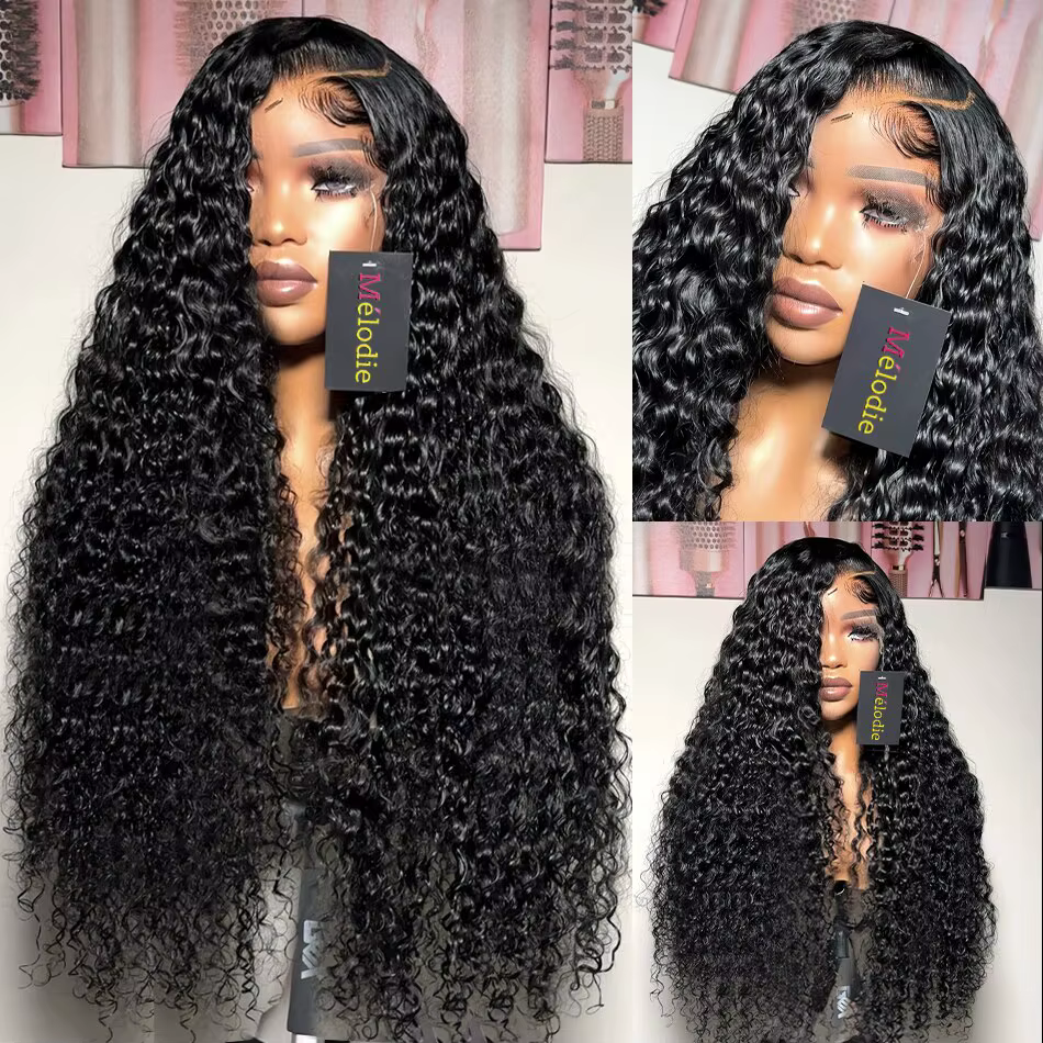 Perruque Lace Front Wig Deep Wave sans colle transparente HD, perruque Frmetals, pre-à-porter, ferme