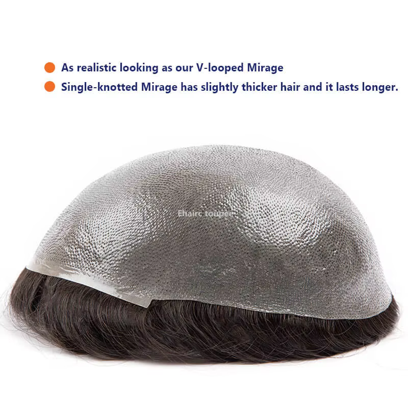 Premium Durable noué Microskin mâle prothèse de cheveux 0.12MM hommes prothèse capillaire hommes per