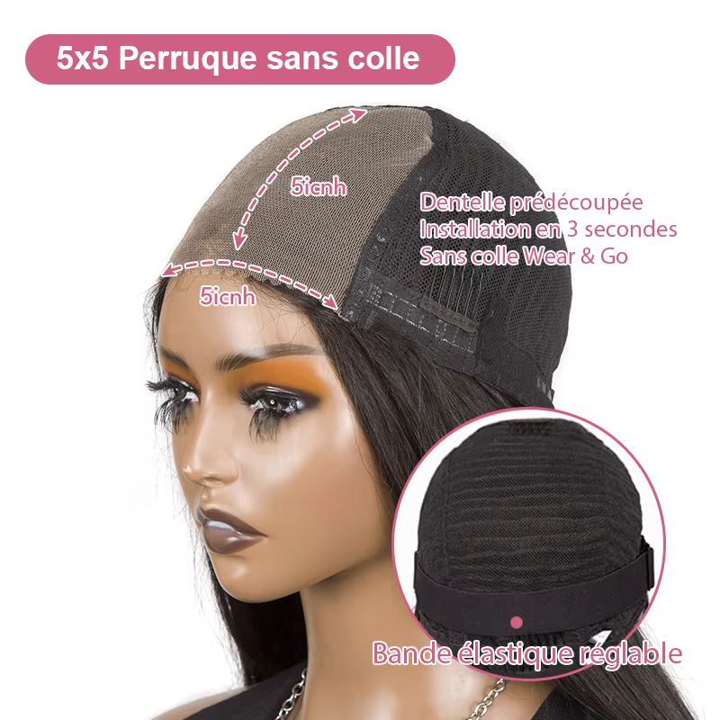 Perruque Bob Bourgogne foncé cheveux humains 5x5 HD Perruque fermeture dentelle Brésilien droit roug