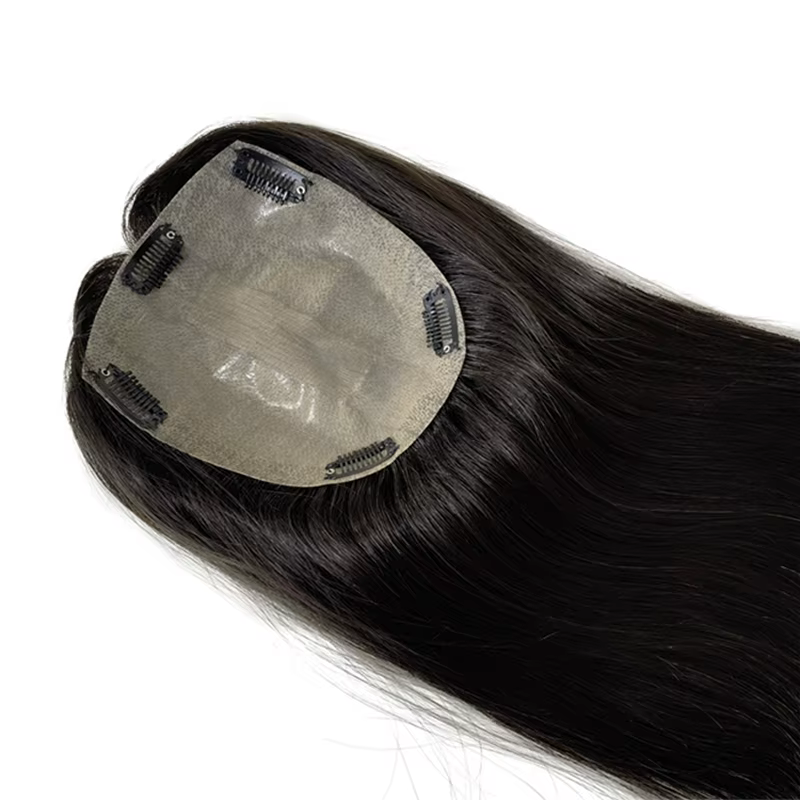 Vente chaude chine perruque Base en soie indien réel Remy Extensions de cheveux humains Topper Base